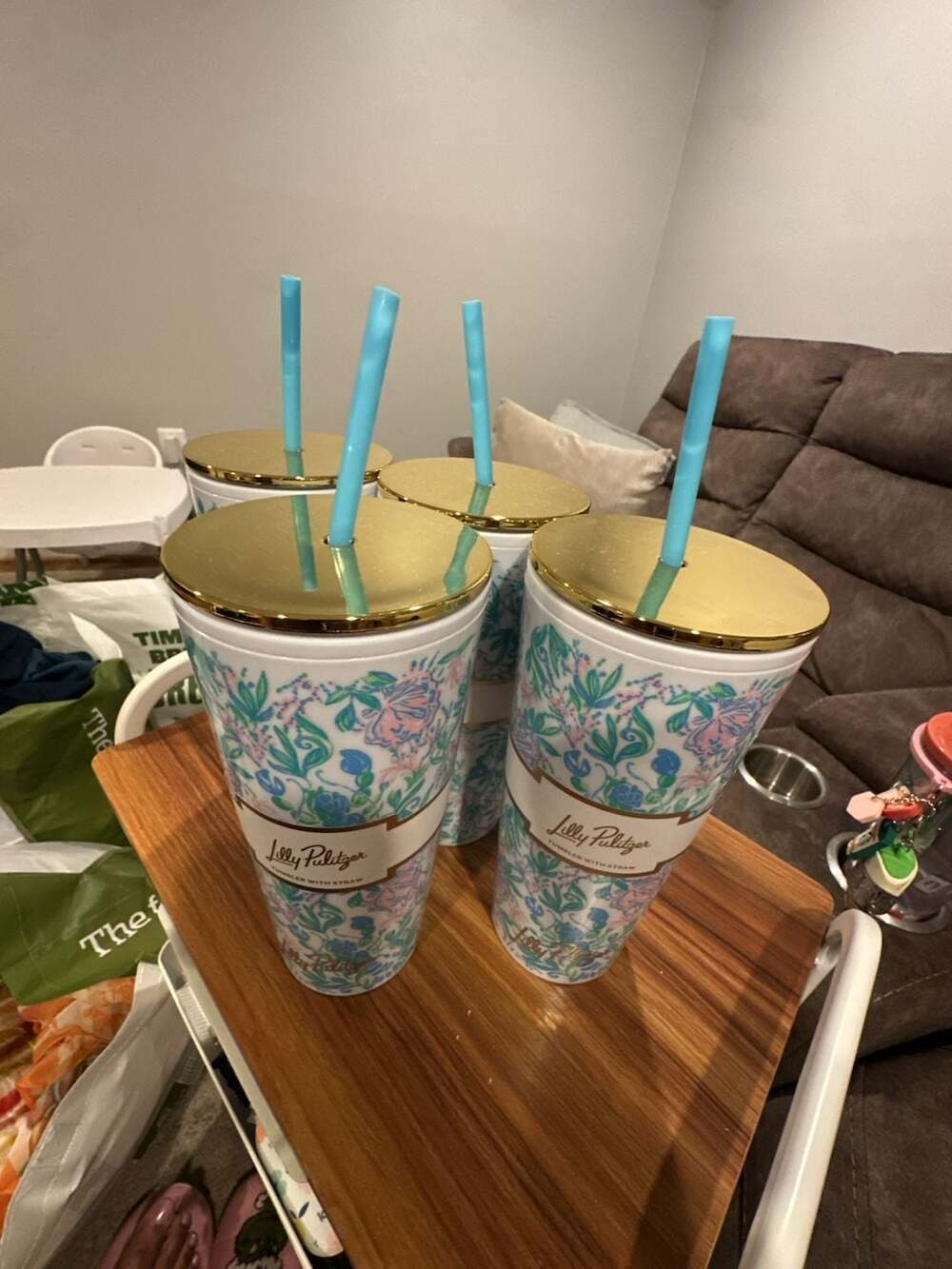 Four (4) Lilly Pulitzer Double Wall Insulated Tumblers